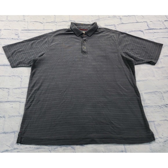 Tommy Bahama Other - Tommy Bahama MENS SIZE M Polo Shirt Extrafecta Gray Ribbed Short Sleeve Striped